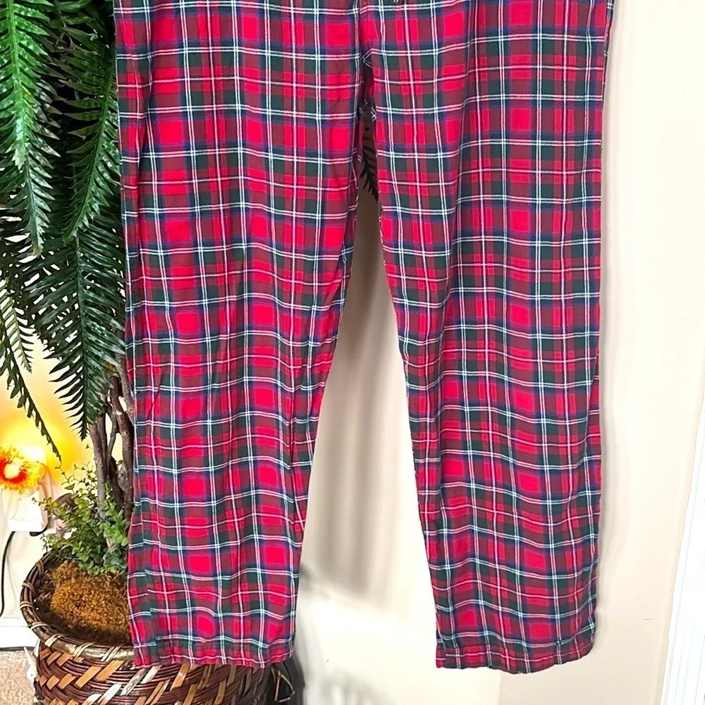 Polo Ralph Lauren Red Plaid 100% Cotton Pajama Sleep Pants Stretch Waist Pony